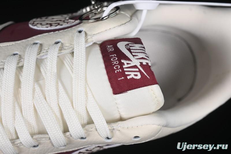 Nike Air Force 1'07 Low Supreme Collaboration Rice Wine Red Casual Sneakers - KK1988-070