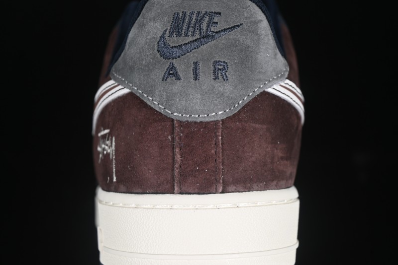 Nike Air Force 1 '07 Low Stussy Collaboration White Blue Chocolate Low-Top Casual Sneakers - KK1988-061