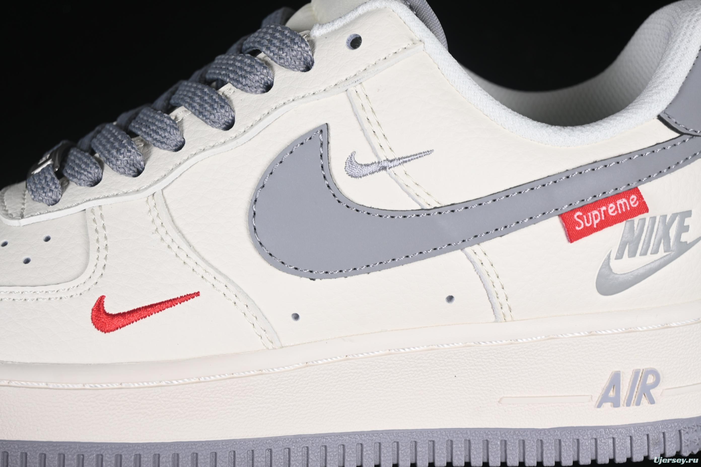 Nike Air Force 1 '07 Low Supreme Collaboration Casual Sneakers with Red Swoosh - HH7518-039