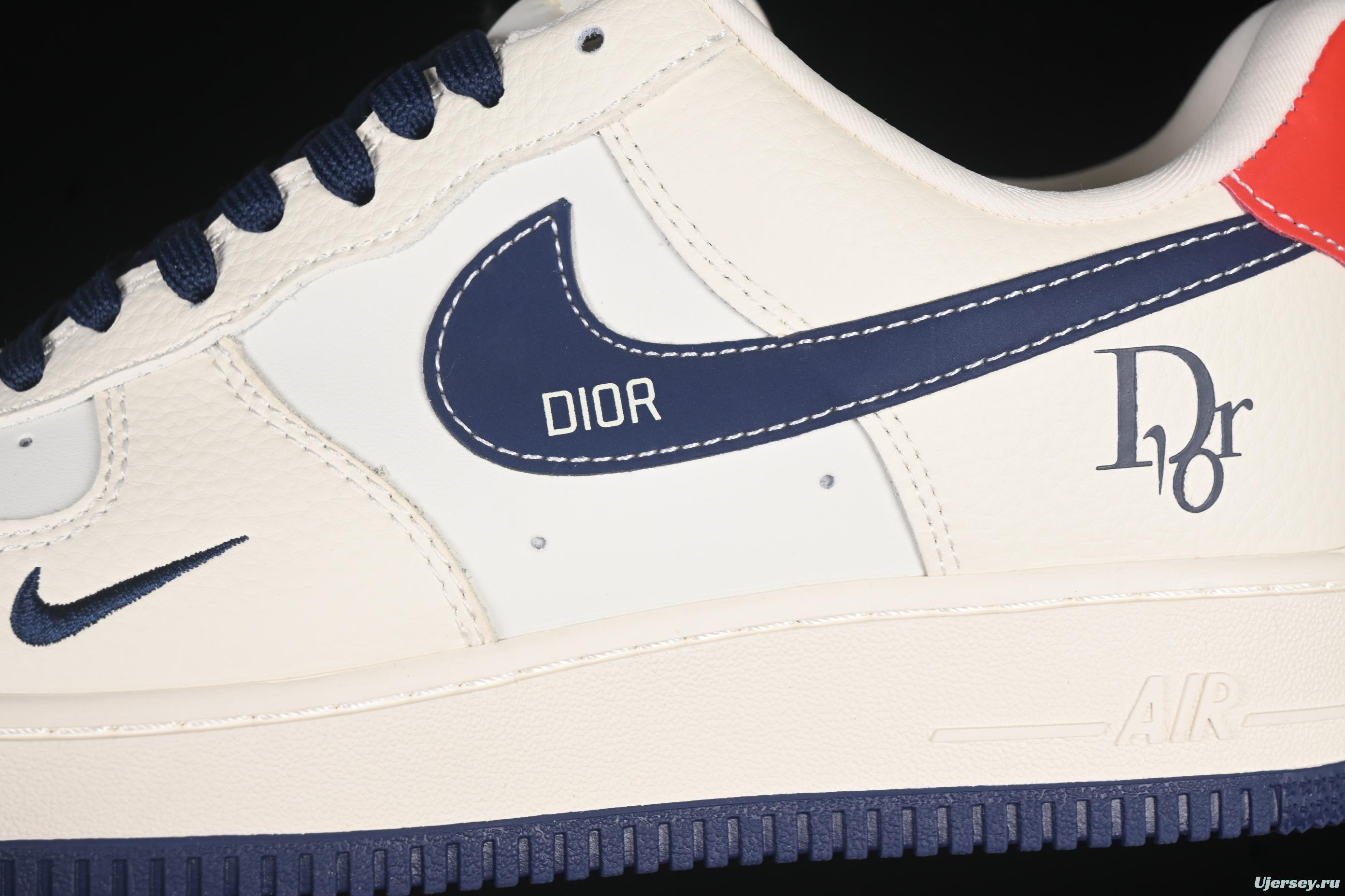 Nike Air Force 1'07 Low Dior Collaboration Navy Blue Red Sole Low-Top Casual Sneakers - KK1988-067
