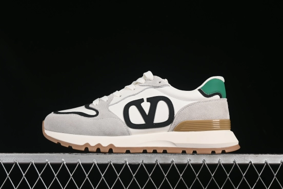 Valentino Punk Style Stitch Pattern Soft Lambskin Comfortable Lace-Up Low-Top Casual Running Shoes - MBH8