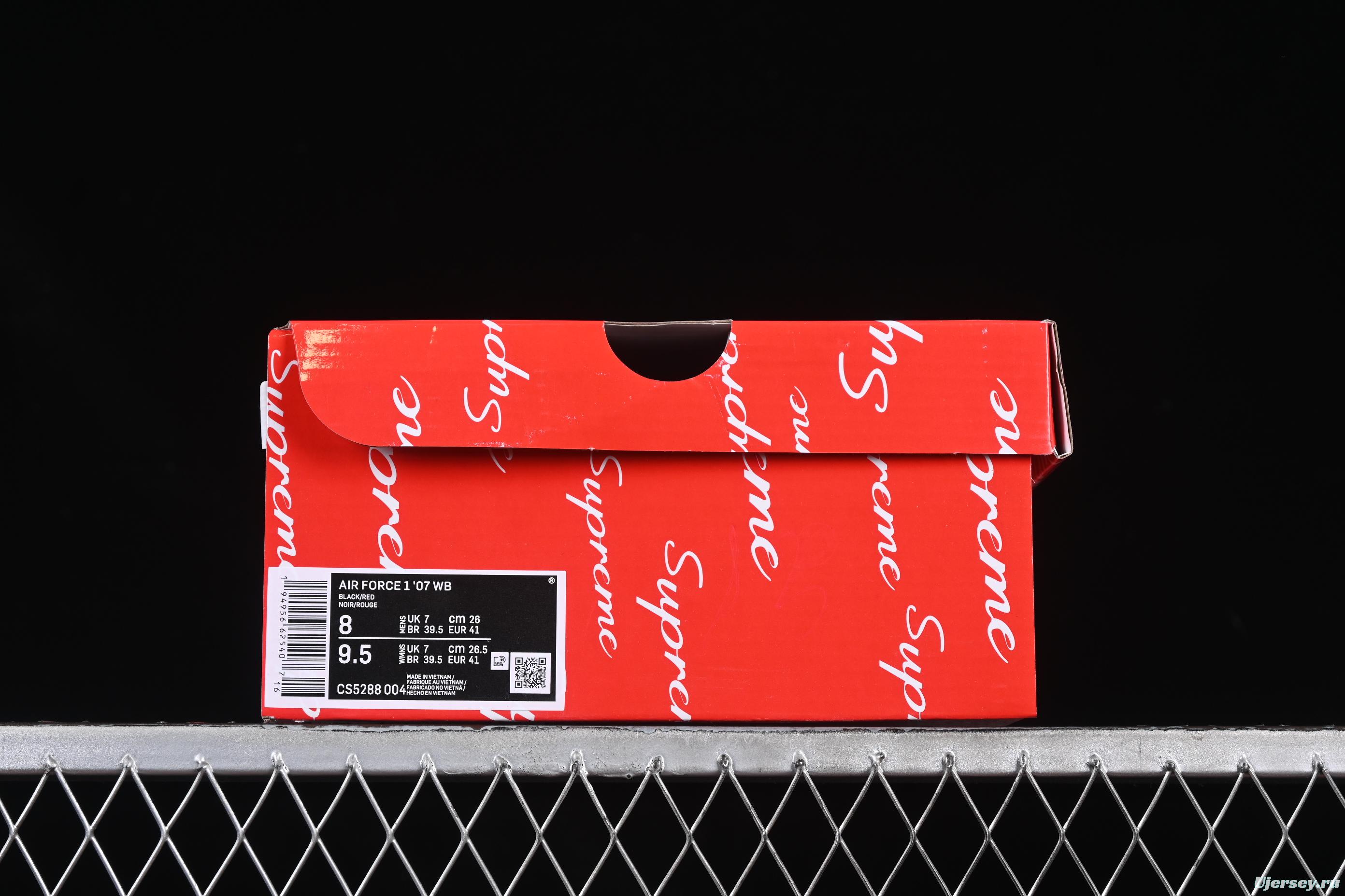 Nike Air Force 1 '07 Low Supreme Collaboration Two-Tone Red Swoosh Casual Sneakers - CS5288-004