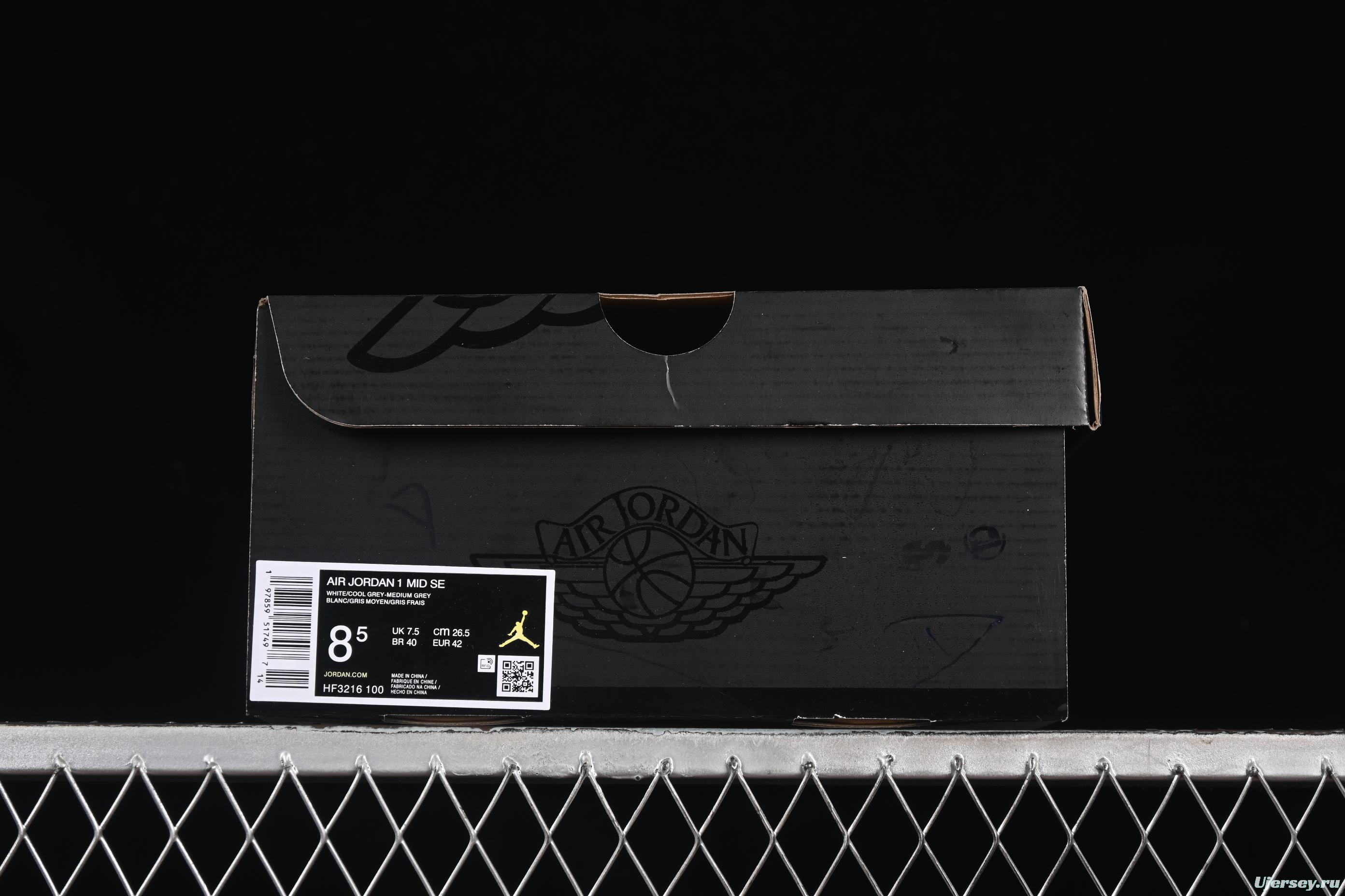 Nike Air Jordan 1 Mid Basketball Shoes in White Grey Patent Leather - HF3216-100