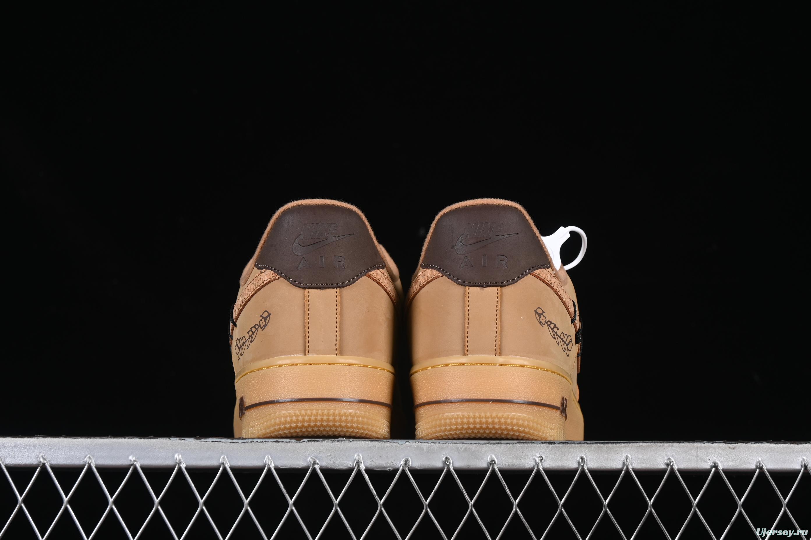 Nike Air Force 1'07 Low Wheat Casual Sneakers with Full-Length Air Cushion - CJ9179-200