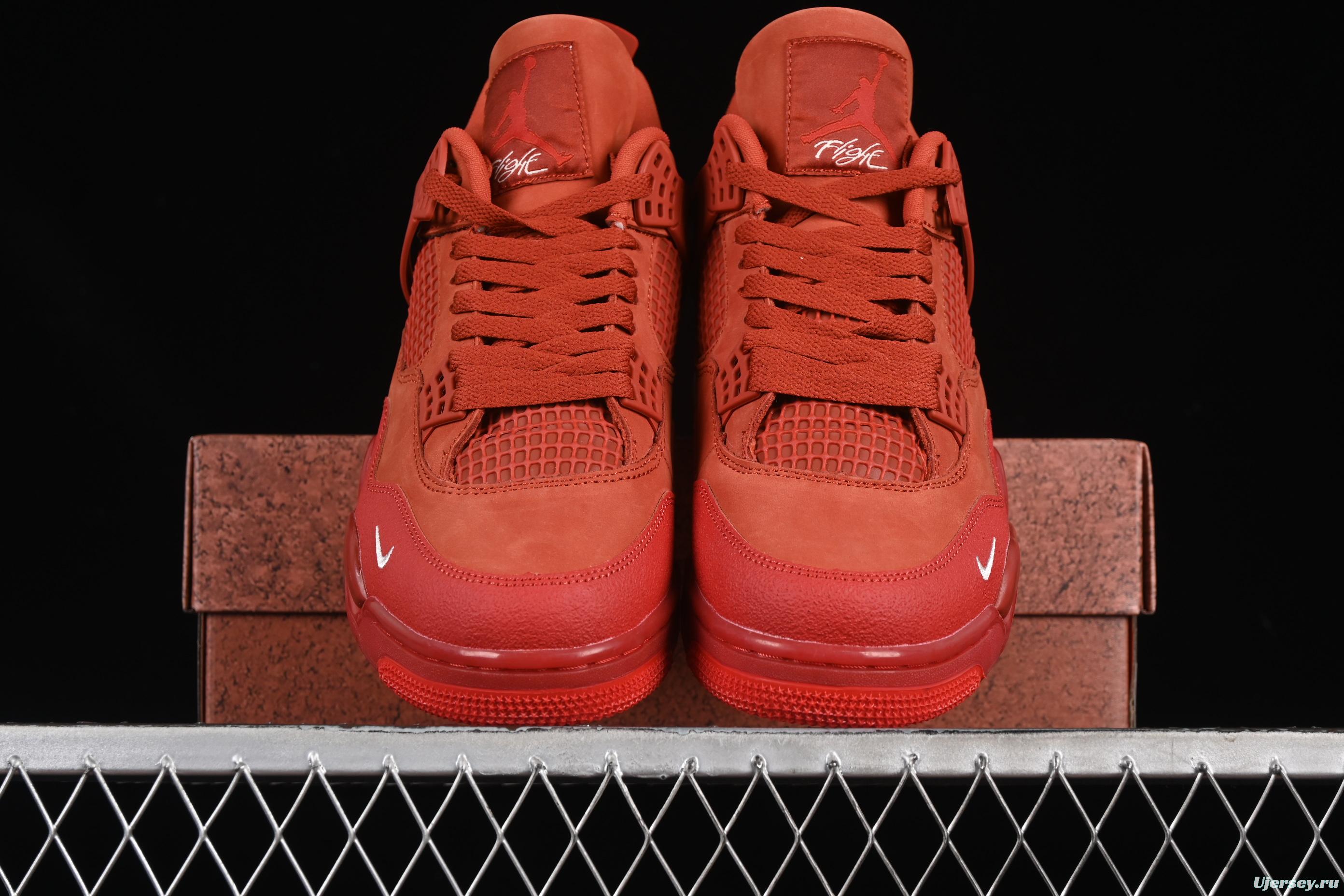 Nike Nigel Sylvester x Air Jordan 4 Retro OG "Brick By Brick" High-Top Sneakers with Suede and Leather Details - HF4340-800