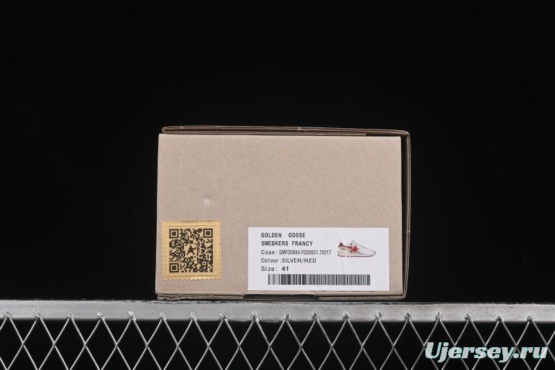 Golden Goose Marathon White Red Silver Comfortable Low-Top Lifestyle Sneakers - H8D4