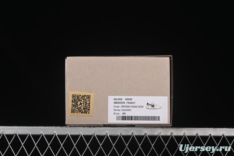 Golden Goose Marathon Comfortable Low-Top Lifestyle Sneakers in White Black Silver - H8D4