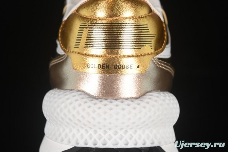 Golden Goose Marathon White Black Gold Comfortable Low-Top Lifestyle Sneakers - H8D4