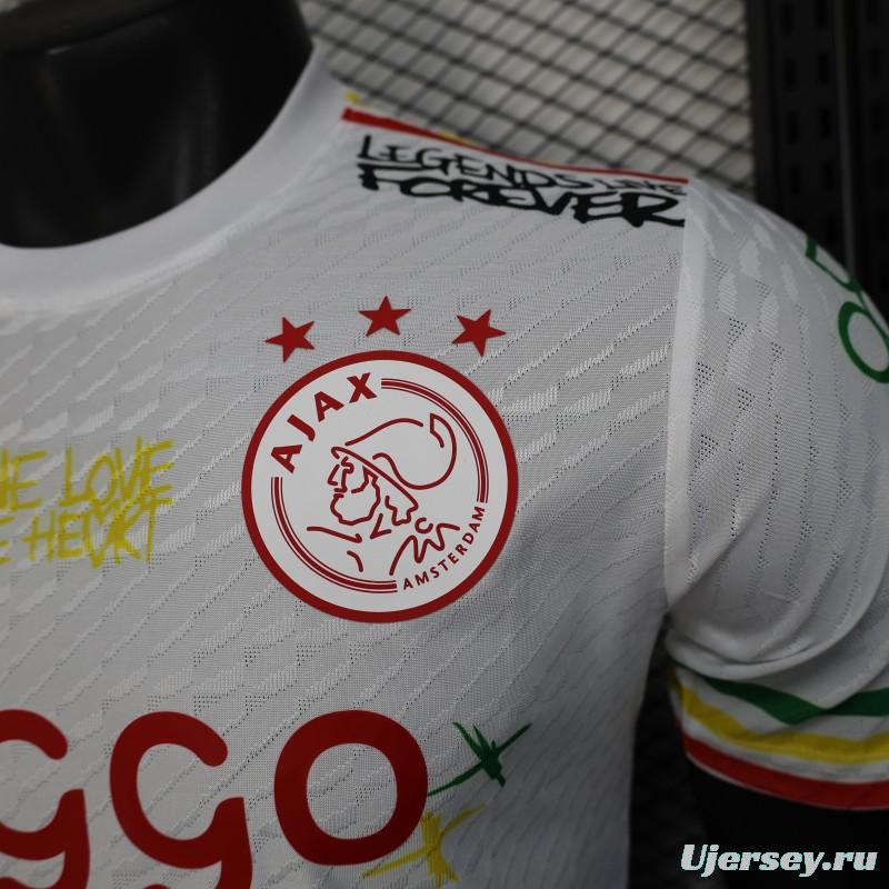 Player Version 25/26 Ajax White Jersey with Bob Marley Tribute Design