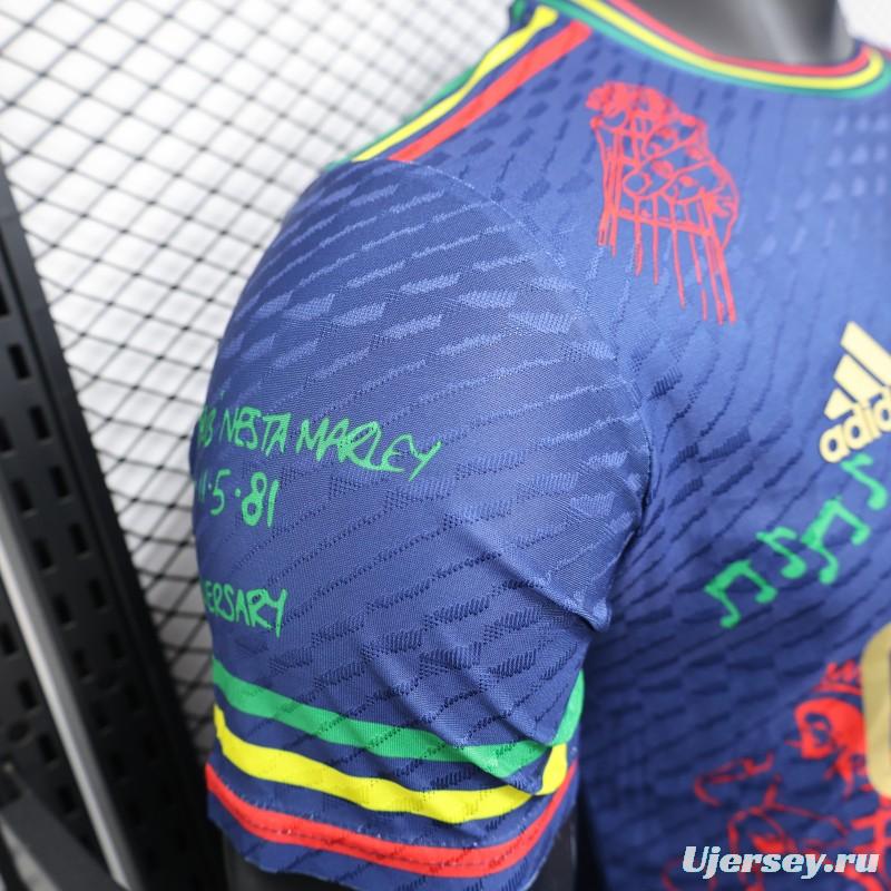 Player Version 25/26 JAjax Jersey with Bob Marley Tribute Design and Inspirational Quotes