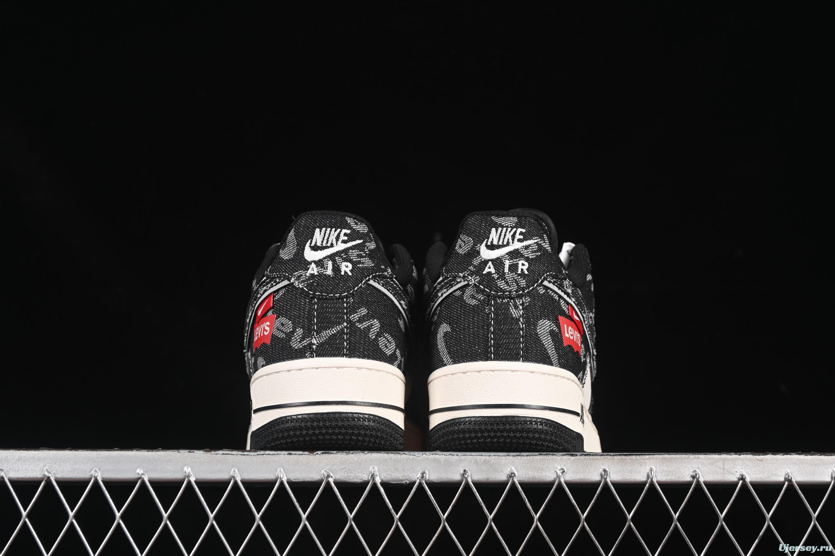 Nike Air Force 1 '07 Low Levi's Collaboration Dual-Tone Black Denim Casual Sneakers - YX5066-312