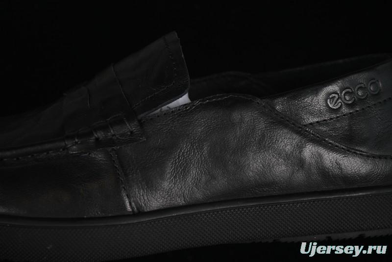 ECCO Soft Moc Summer Genuine Leather Breathable Slip-On Driving Shoes - 63516801001