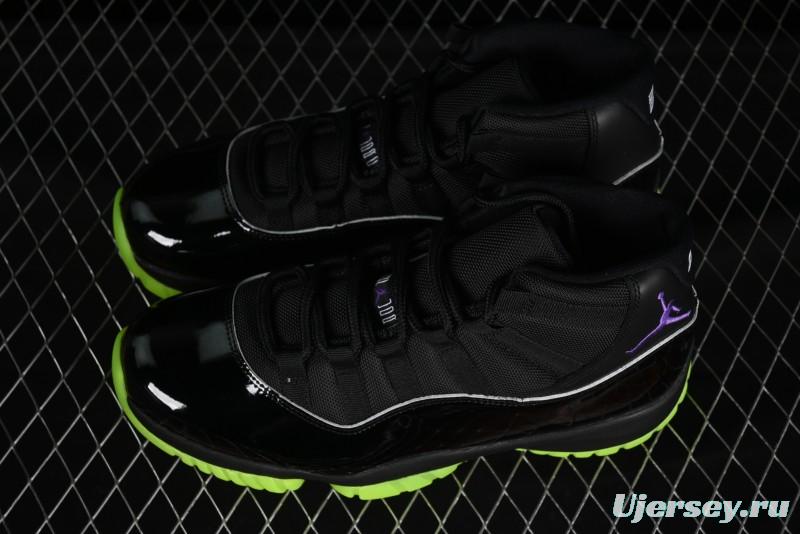 Nike Air Jordan 11 Retro CT8012-003 Basketball Shoes in Black & Guacamole Green