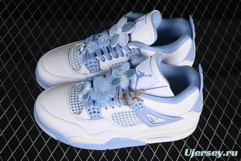 Nike Air Jordan 4 Retro "Forget Me Not" Mothers Day Sneakers with Floral Accents - HV0823-100