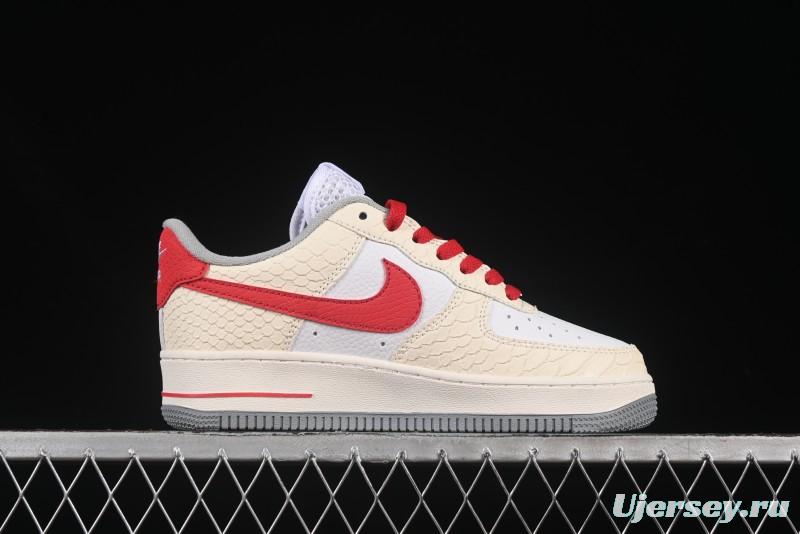 Nike Air Force 1'07 Low Snake Year Themed Casual Sneakers with Full-Length Air Cushion - DX2678-100