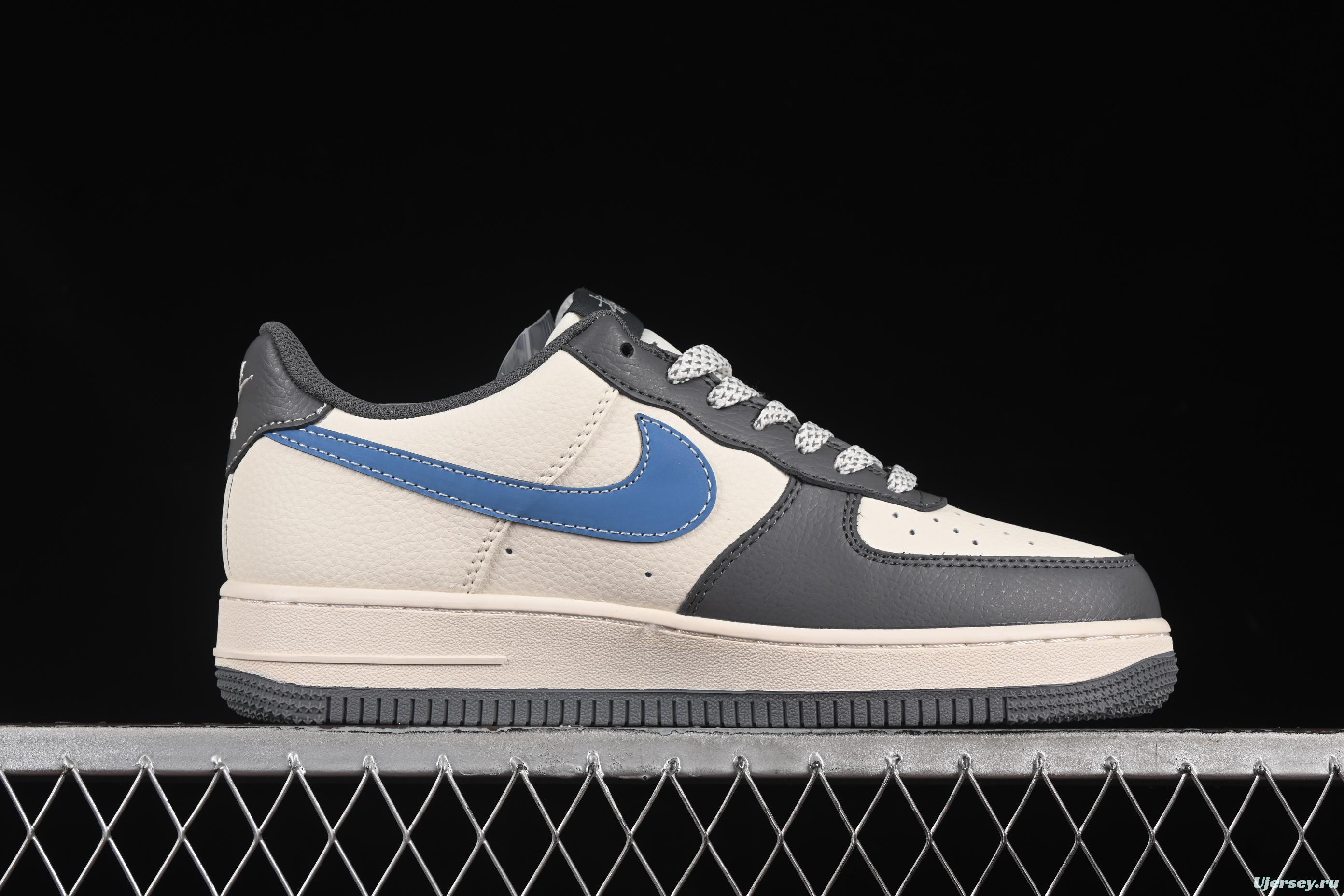 Nike Air Force 1 '07 Low Stussy Collaboration Light Grey Sky Blue Swoosh Casual Sneakers - XS1958-574