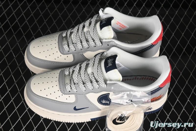 Nike Air Force 1 '07 Low Stussy Double Flame Casual Sneakers with Full-Length Air Cushion - XS1958-555