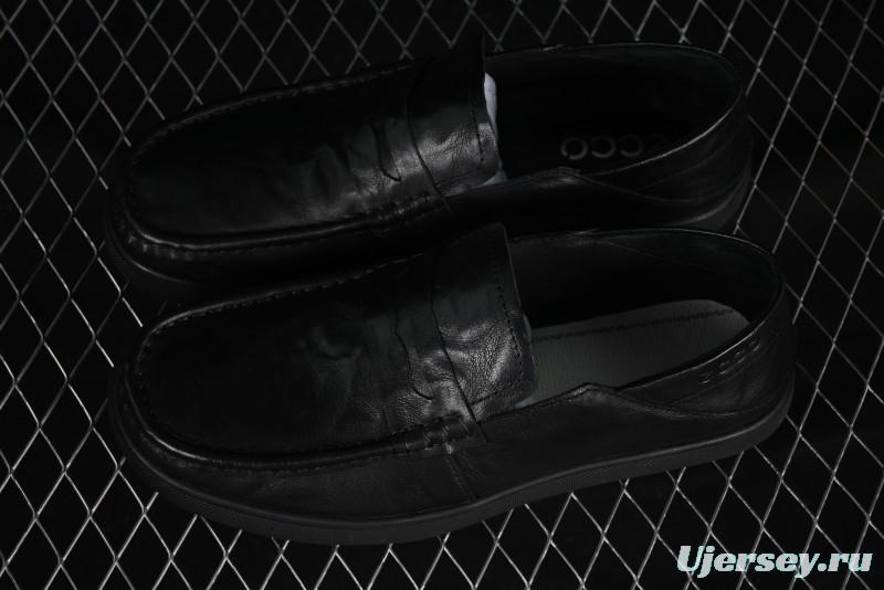 ECCO Soft Moc Summer Genuine Leather Breathable Slip-On Driving Shoes - 63516801001