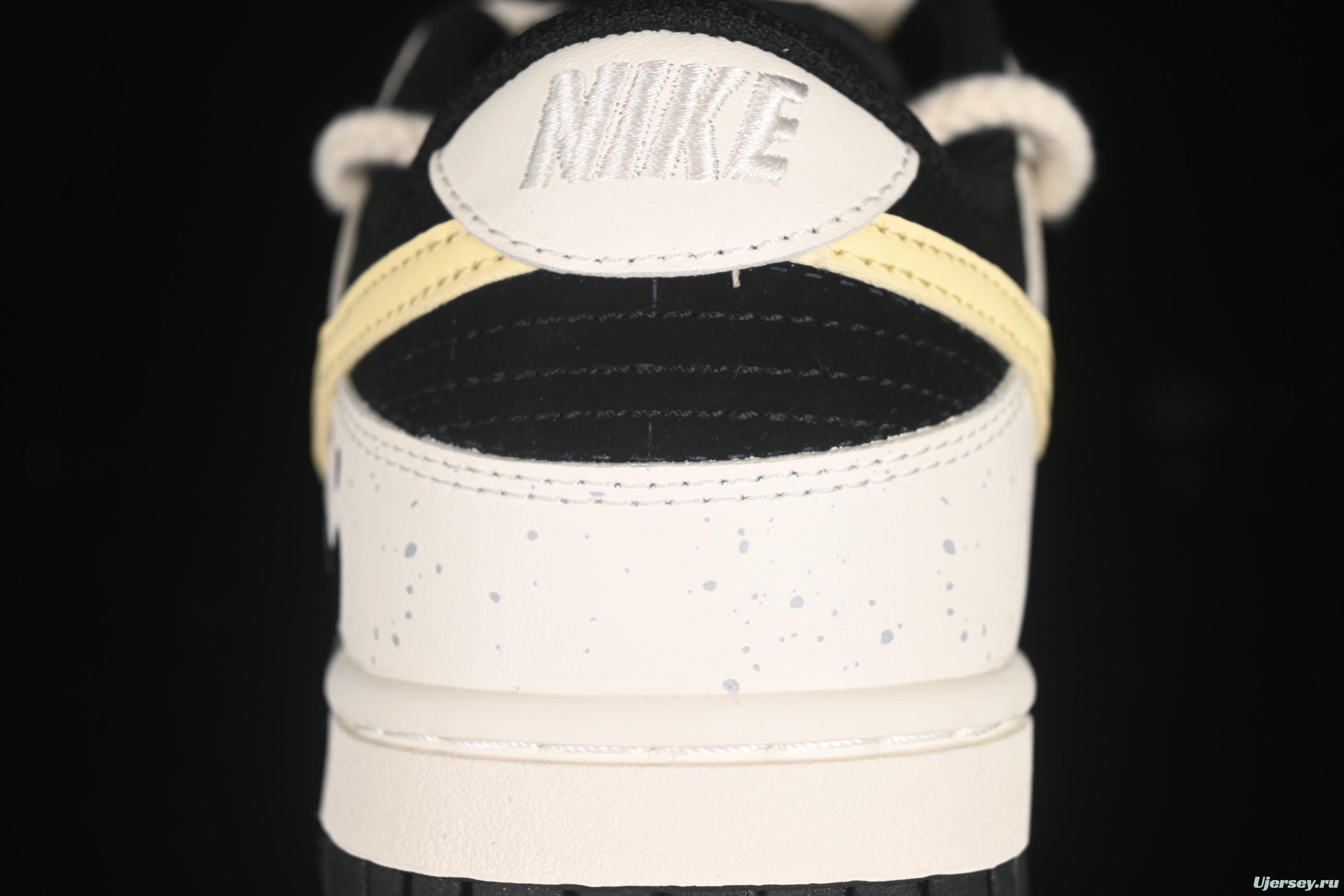 Nike Dunk Low Retro Casual Sneakers with Panda Cheesy Colorway and Splatter Effect - DD1391-100