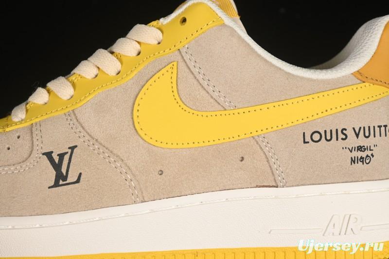 Nike Air Force 1'07 Low LV Collaboration Grey Yellow Casual Sneakers - HQ2037-322