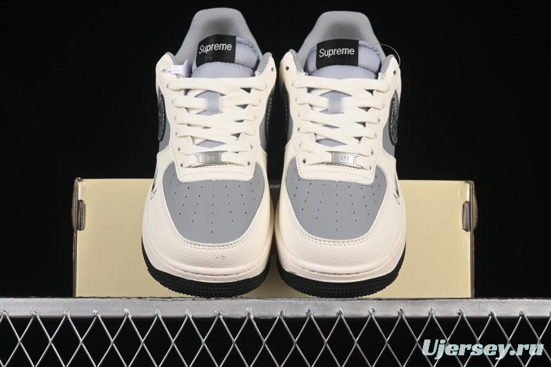 Nike Air Force 1 '07 Low Supreme Collaboration Beige Gray Building Blocks Casual Sneakers - XS1958-568