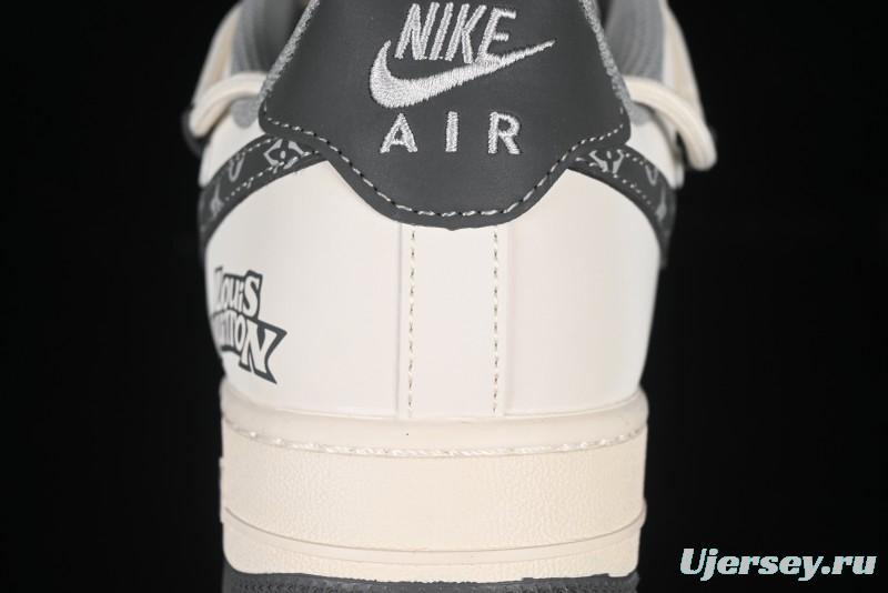 Nike Air Force 1 '07 Low LV Collaboration Two-Tone Grey Pattern Lace-Up Casual Sneakers - DM6868-063