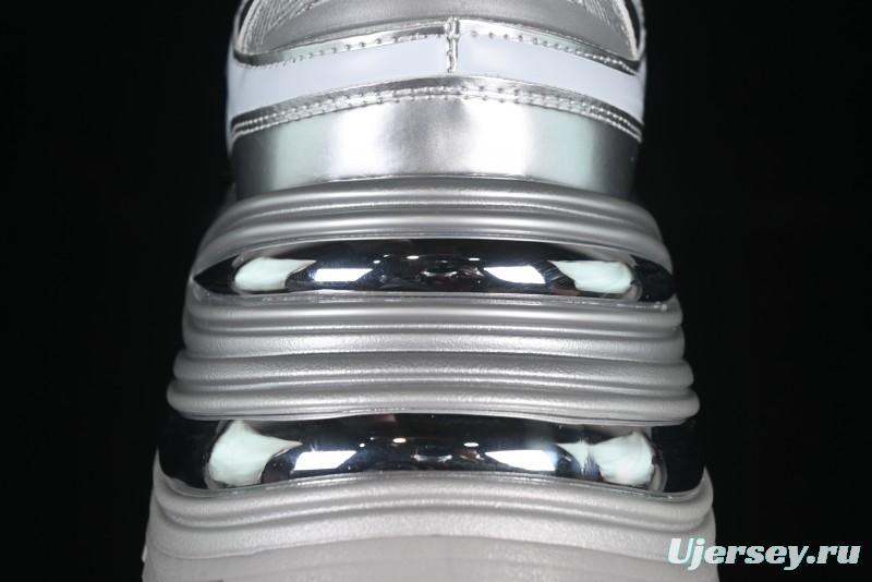 GG-CC Chunky Low Casual Fashion Sneakers with Thick Sole and Height Increasing Design - 2607 Silver