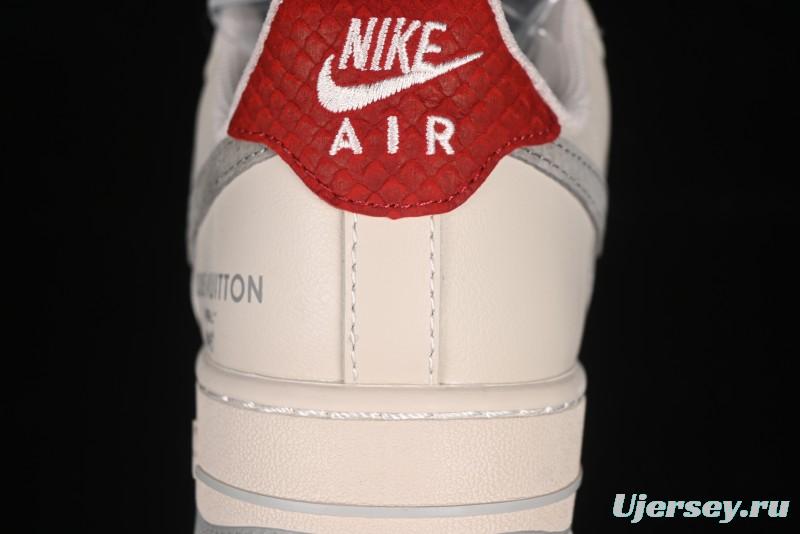 Nike Air Force 1 '07 Low LV Collaboration Beige Grey Snake Swoosh Casual Sneakers - XX3168-130
