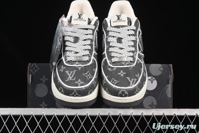 Nike Air Force 1'07 Low LV Collaboration Black Denim Casual Sneakers - SC9207-530