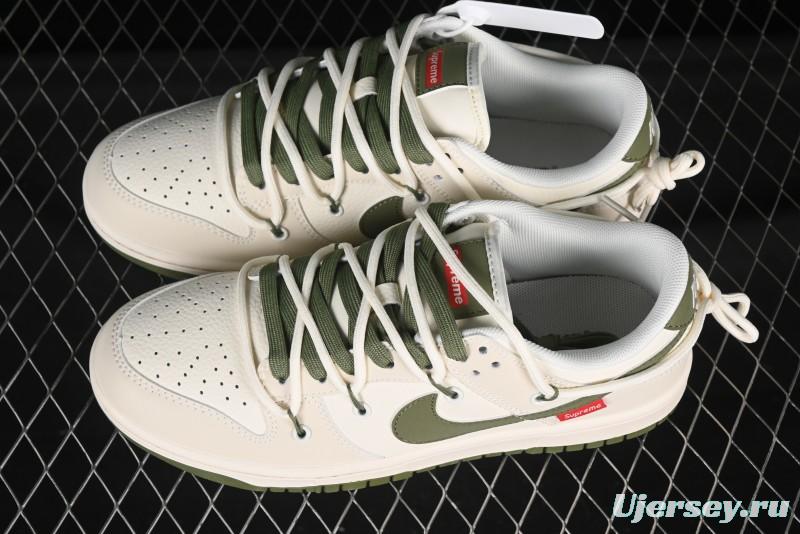 Nike SB Dunk Low Sup Anniversary Customized Low-Top Skateboarding Shoes with Strap and Green Swoosh - DM6868-090