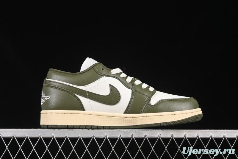 Nike Air Jordan 1 Low AJ1 Military Green White Casual Lifestyle Sneakers - DC0774-122
