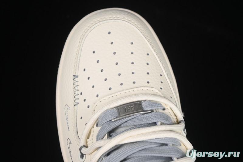 Nike Air Force 1 '07 Low Stussy Collaboration Grey Diamond Lace-Up Casual Sneakers - DM6868-072