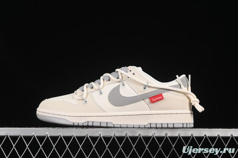 Nike SB Dunk Low Sup Anniversary Customized Low-Top Casual Skate Shoes with Strap and Grey Swoosh - DM6868-091