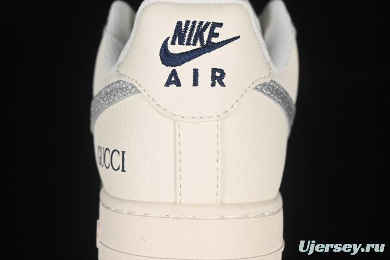 Nike Air Force 1 '07 Low Gucci Collaboration Silver Swoosh Casual Sneakers - XS1958-546