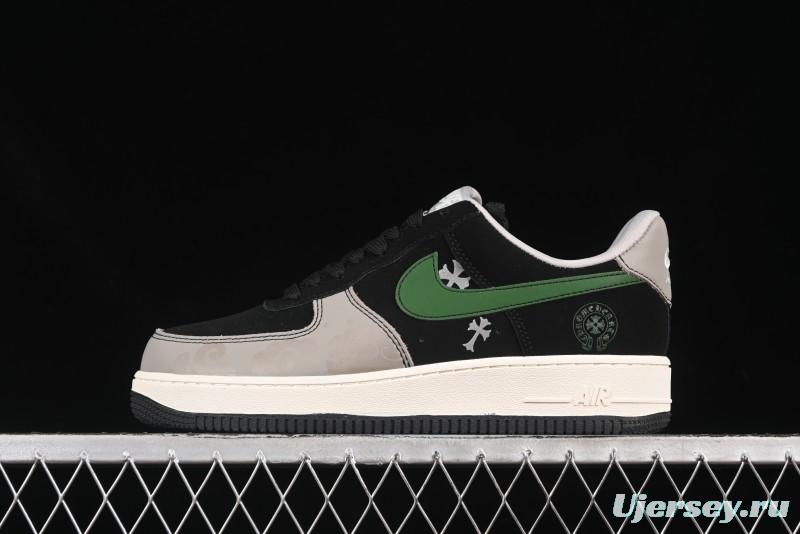 Nike Air Force 1'07 Low Chrome Hearts Collaboration Black Green Swoosh Casual Sneakers - KK1988-074