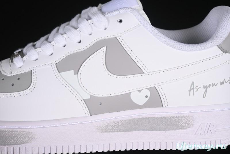 Nike Air Force 1 '07 Low Custom Official Hot Style 2D Theme White Gray Spray Paint Casual Sneakers - CW2288-111