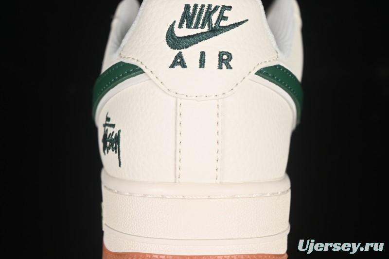 Nike Air Force 1 '07 Low Stussy Collaboration Green Swoosh Gum Sole Casual Sneakers - XX3168-138