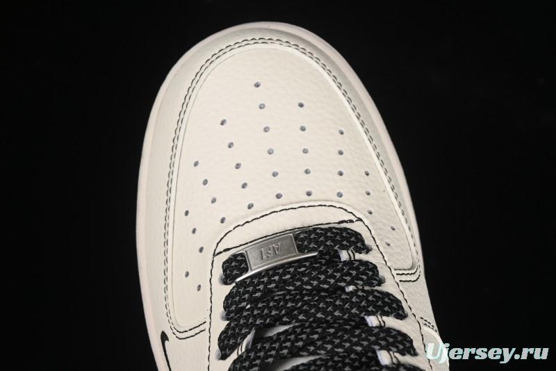 Nike Air Force 1'07 Low Stussy Collaboration Black Swoosh Casual Sneakers - HH7518-059