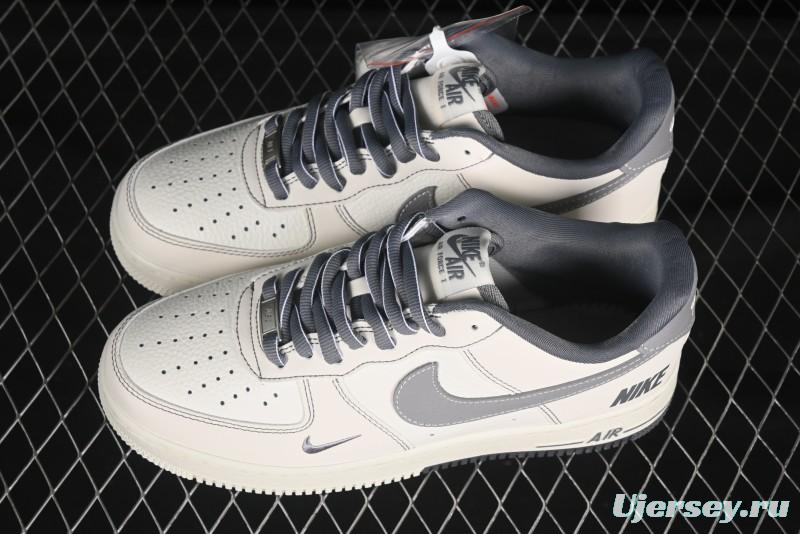 Nike Air Force 1 '07 Low Casual Sneakers in Cream Grey with Full-Length Air Cushion - SC9207-534
