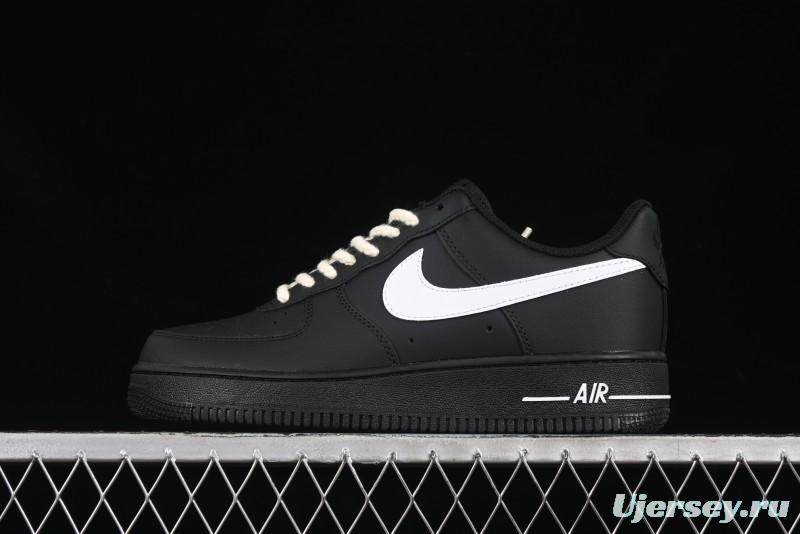 Nike Air Force 1 '07 Low Casual Sneakers in Black & White with Hemp Rope Detailing - ZH0316-073
