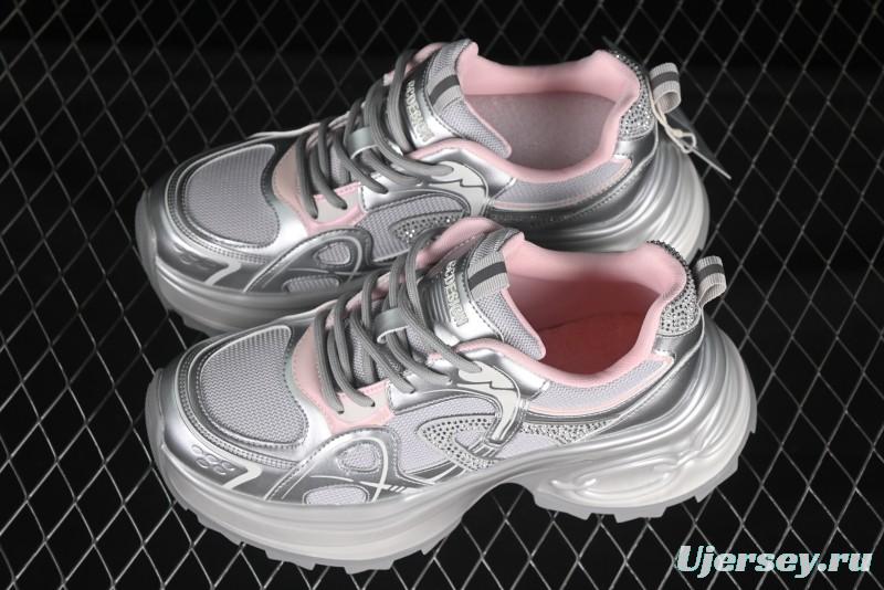 GG-CC 25ss New Platform Chunky Sneakers with 7CM Height Increase and Irregular Design - 668-2 Silver