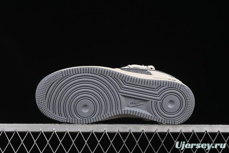 Nike Air Force 1 '07 Low Stussy Collaboration Grey Diamond Lace-Up Casual Sneakers - DM6868-072