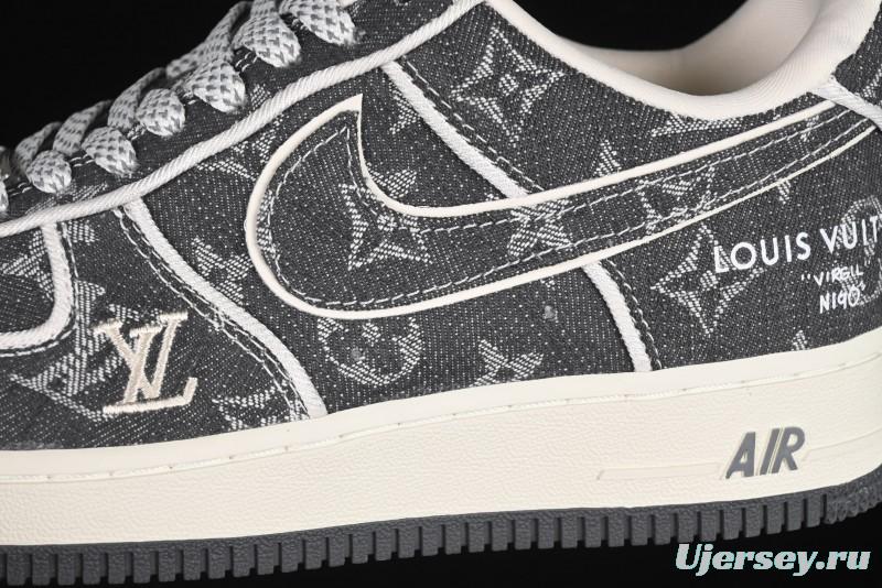 Nike Air Force 1'07 Low LV Collaboration Black Denim Casual Sneakers - SC9207-530