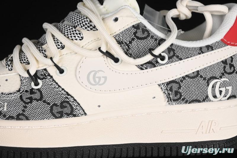 Nike Air Force 1'07 Low Gucci Collaboration Grey Pattern Drawstring Casual Sneakers - YX5066-319