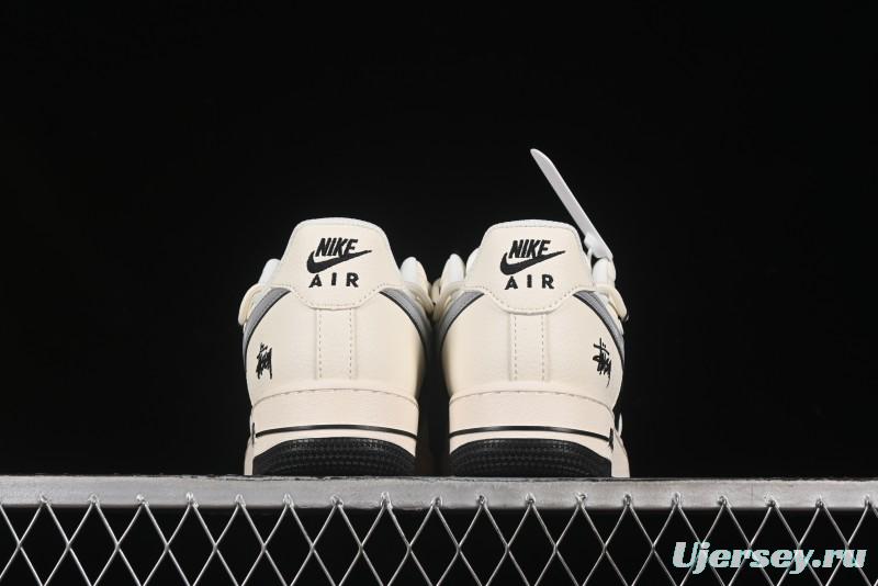 Nike Air Force 1 '07 Low Stussy Collaboration Black Diamond Lace-Up Casual Sneakers - DM6868-073