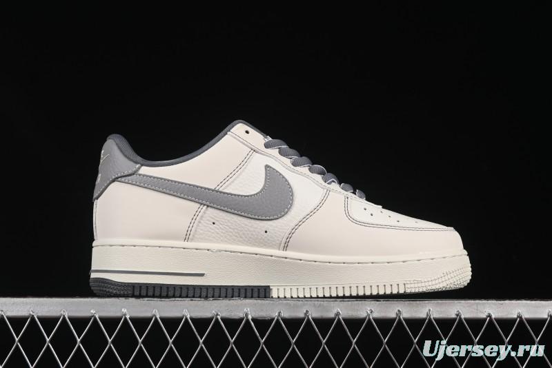 Nike Air Force 1 '07 Low Casual Sneakers in Cream Grey with Full-Length Air Cushion - SC9207-534