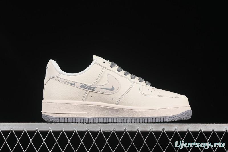Nike Air Force 1 '07 Low Stussy Collaboration Beige Mini Swoosh Casual Sneakers - HH7518-064