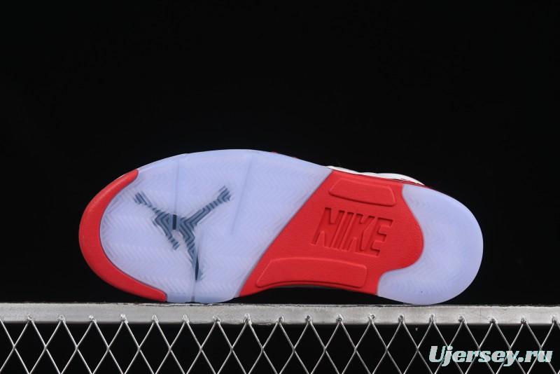 Nike Air Jordan 5 Retro Basketball Shoes Fire Red Black Tongue - HQ7978-101