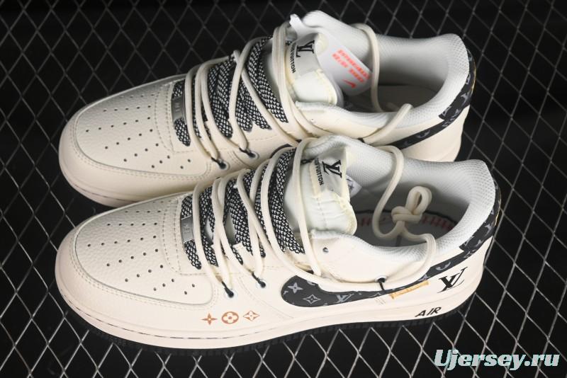 Nike Air Force 1 '07 Low LV Collaboration Blue Swoosh Drawstring Casual Sneakers - DM6868-061