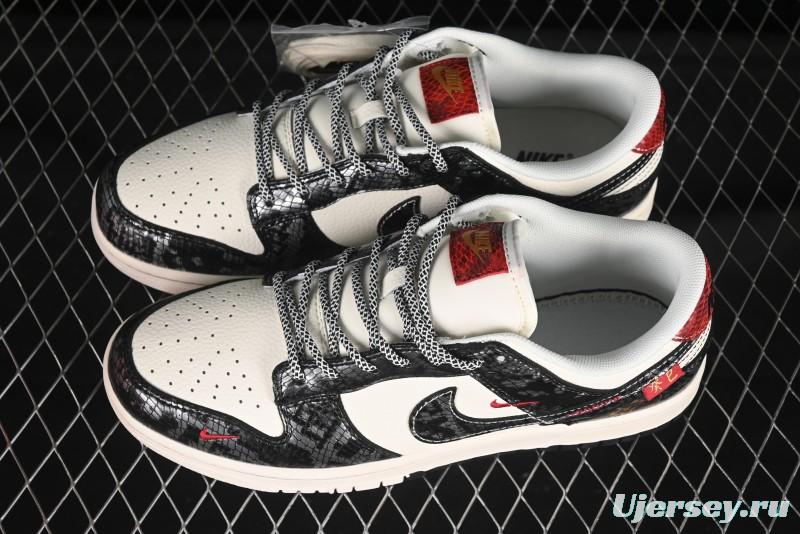 Nike SB Dunk Low Year of the Snake Silver Scale Silver Swoosh Anniversary Custom Low-Top Skate Shoes - YX5066-293